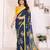 blue floral georgette saree with lace border & blouse piece