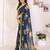 blue floral georgette saree with lace border & blouse piece