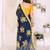 blue floral georgette saree with lace border & blouse piece