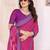 pink floral georgette saree with lace border & blouse piece