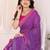  purple floral georgette saree with lace border & blouse piece