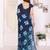 blue floral georgette saree with lace border & blouse piece