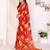 red floral georgette saree with lace border & blouse piece