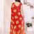 red floral georgette saree with lace border & blouse piece