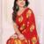 red floral georgette saree with lace border & blouse piece