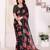 black floral georgette saree with lace border & blouse piece