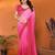 pink elegant solid georgette saree with lace border & blouse piece