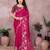  Pink floral georgette saree with lace border & blouse piece