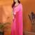 pink elegant solid georgette saree with lace border & blouse piece
