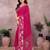  Pink floral georgette saree with lace border & blouse piece