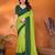 green elegant solid georgette saree with lace border & blouse piece