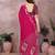  Pink floral georgette saree with lace border & blouse piece