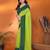 green elegant solid georgette saree with lace border & blouse piece
