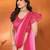 pink elegant solid georgette saree with lace border & blouse piece
