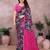 Pink floral georgette saree with lace border & blouse piece