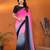 pink solid chiffon saree with lace border & blouse piece