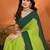 green elegant solid georgette saree with lace border & blouse piece
