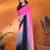 pink solid chiffon saree with lace border & blouse piece