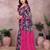Pink floral georgette saree with lace border & blouse piece