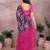 Pink floral georgette saree with lace border & blouse piece