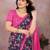 Pink floral georgette saree with lace border & blouse piece