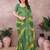 green printed georgette saree with lace border & blouse piece
