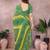 green printed georgette saree with lace border & blouse piece