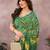 green printed georgette saree with lace border & blouse piece