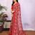 red floral georgette saree with lace border & blouse piece