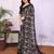 black floral georgette saree with lace border & blouse piece