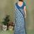 blue floral georgette saree with lace border & blouse piece