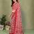 red floral georgette saree with lace border & blouse piece