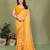  orange floral georgette saree with lace border & blouse piece