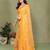  orange floral georgette saree with lace border & blouse piece