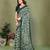 green floral georgette saree with lace border & blouse piece