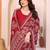 red floral georgette saree with lace border & blouse piece