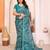 blue floral georgette saree with lace border & blouse piece
