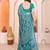 blue floral georgette saree with lace border & blouse piece
