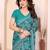 blue floral georgette saree with lace border & blouse piece