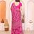 pink floral georgette saree with lace border & blouse piece