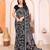 black floral georgette saree with lace border & blouse piece