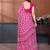 pink floral georgette saree with lace border & blouse piece