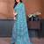blue floral georgette saree with lace border & blouse piece