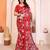 red floral georgette saree with lace border & blouse piece