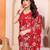 red floral georgette saree with lace border & blouse piece