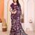  purple floral georgette saree with lace border & blouse piece