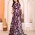  purple floral georgette saree with lace border & blouse piece