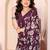  purple floral georgette saree with lace border & blouse piece
