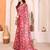 pink floral georgette saree with lace border & blouse piece