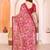 pink floral georgette saree with lace border & blouse piece